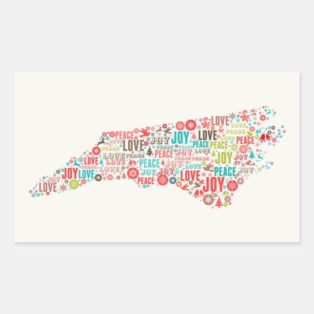 North Carolina | Happy Holidays Rectangular Sticker (Front)