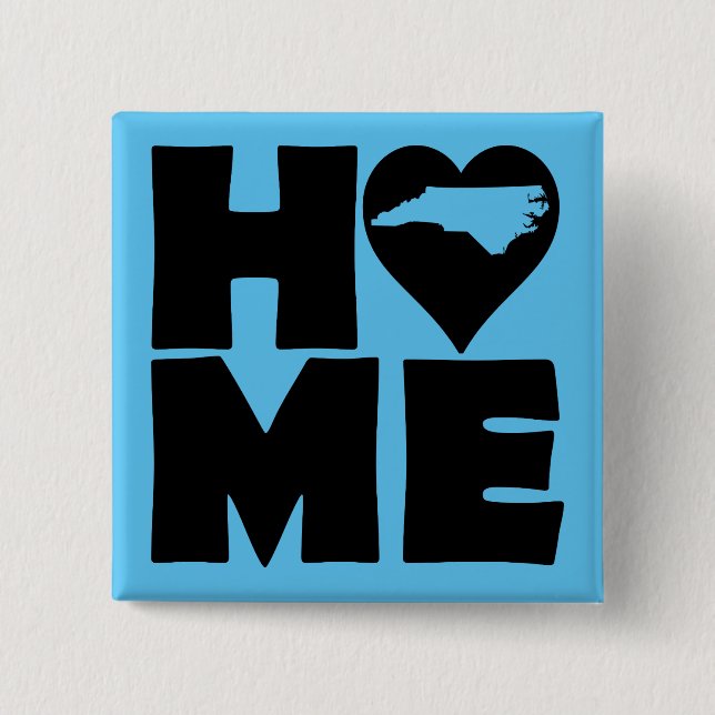 North Carolina Home Heart State Button Badge Pin (Front)