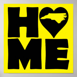 North Carolina Home Heart State Poster Sign