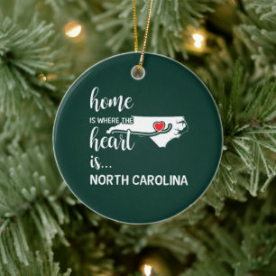 North Carolina Home is where the heart is Ceramic Ornament
