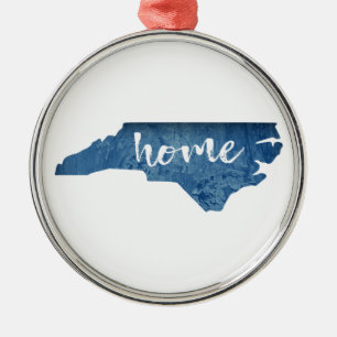 North Carolina Home Wood Grain Metal Ornament