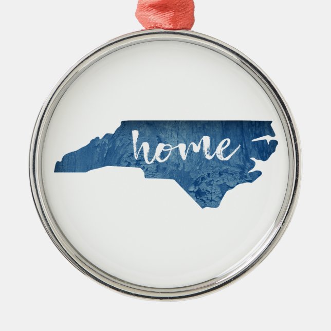 North Carolina Home Wood Grain Metal Ornament (Front)