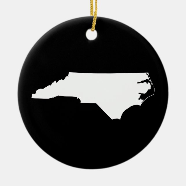 North Carolina in White and Black Ceramic Ornament (Front)