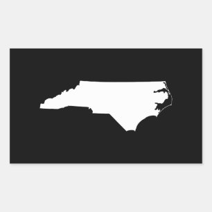 North Carolina in White and Black Rectangular Sticker