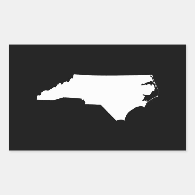 North Carolina in White and Black Rectangular Sticker (Front)