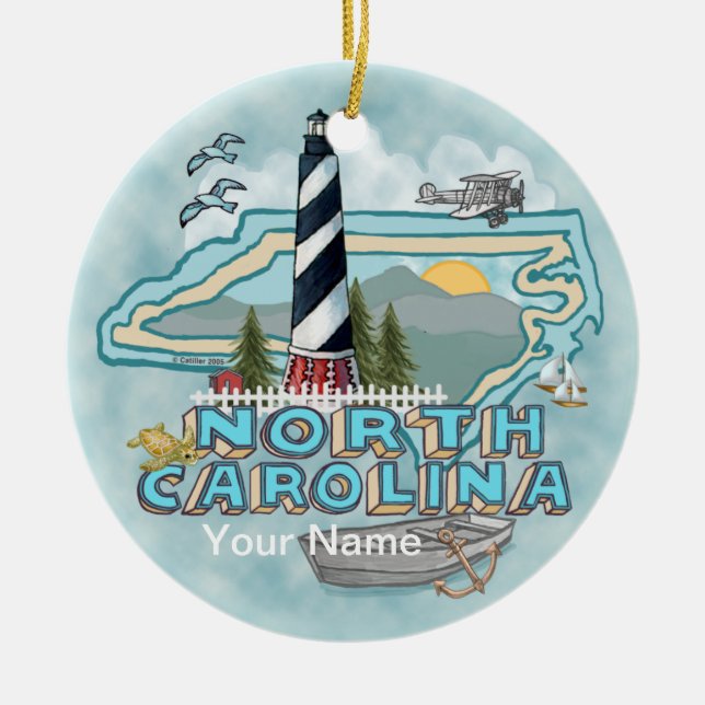 North Carolina Lighthouse Ceramic Ornament (Front)
