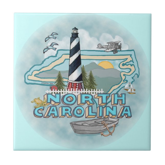 North Carolina Lighthouse Ceramic Tile (Front)