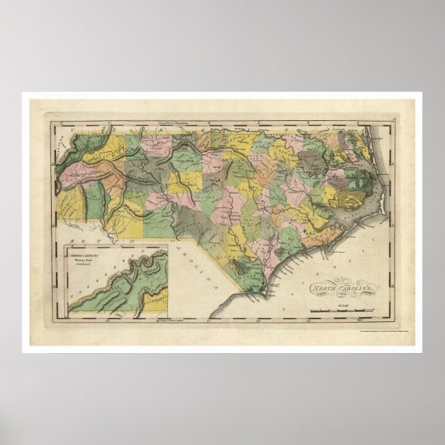 North Carolina Map 1814 Poster (Front)