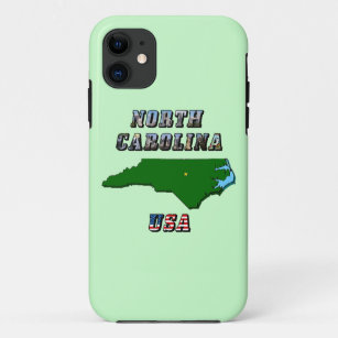 North Carolina Map and Text iPhone 11 Case