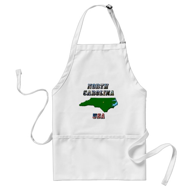 North Carolina Map Outline, Photo & US Flag Text  Standard Apron (Front)