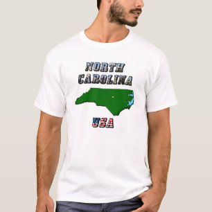 North Carolina Map Outline, Photo & US Flag Text  T-Shirt