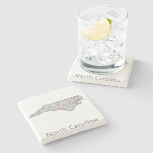 North Carolina map Stone Coaster