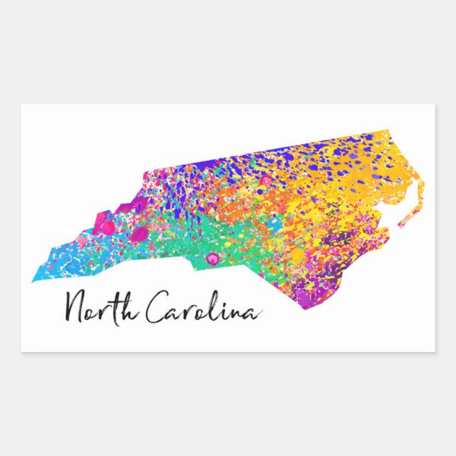 North Carolina Modern Map Rectangular Sticker (Front)