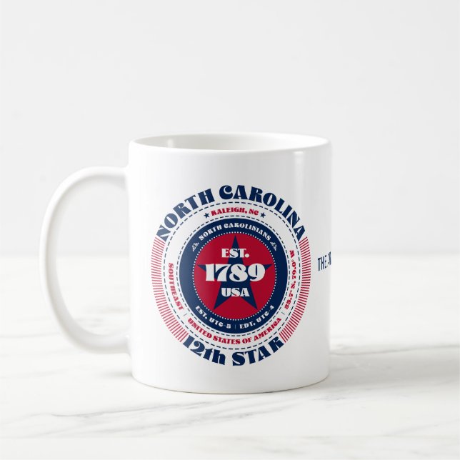 North Carolina Patriotic Circular Monogram Mug (Left)