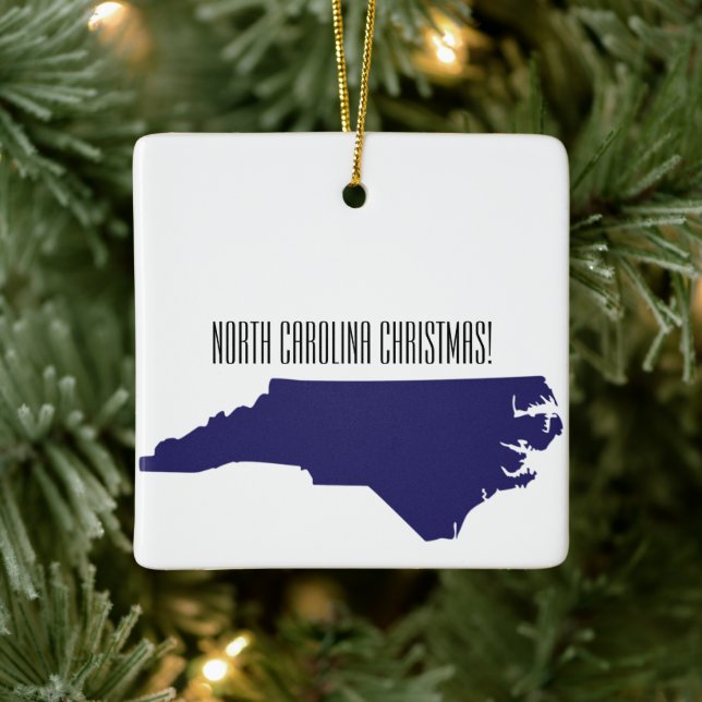North Carolina Personalised Christmas Ceramic Ornament (Tree)