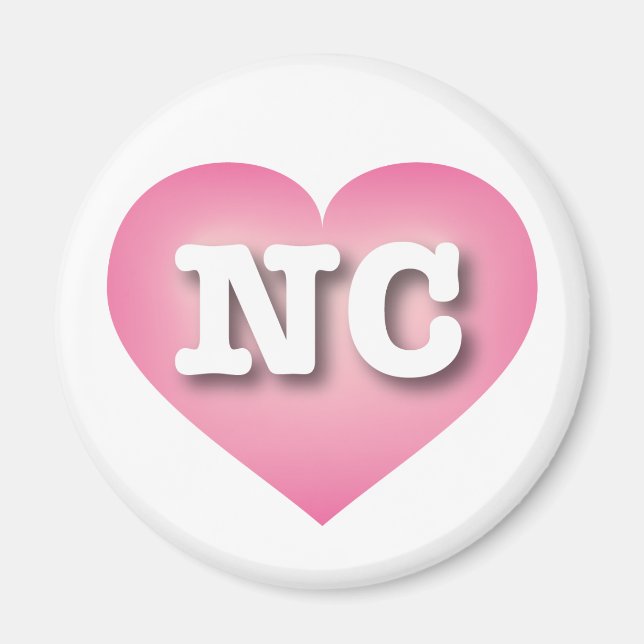 North Carolina Pink Fade Heart - I love NC Magnet (Front)