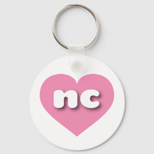 North Carolina pink heart - I love nc Key Ring