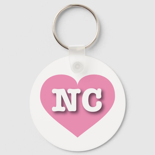 North Carolina Pink Heart - I love NC Key Ring (Front)