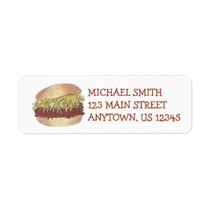 North Carolina Pork BBQ Barbecue Sandwich Foodie Return Address Label