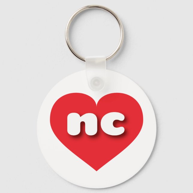 North Carolina red heart - I love nc Key Ring (Front)