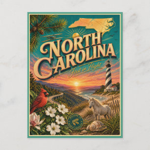 North Carolina Retro Travel Souvenir Postcard