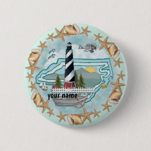 North Carolina Shells Lighthouse 6 Cm Round Badge