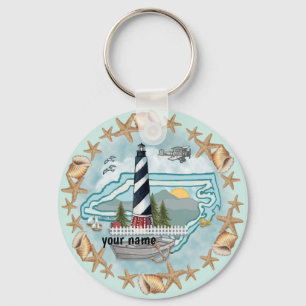 North Carolina Shells Lighthouse  Key Ring