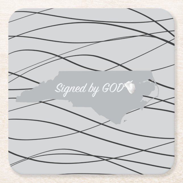 North Carolina ,Signed by God Square Paper Coaster (Front)