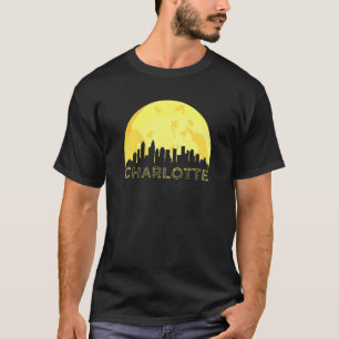 North Carolina Skyline Moon Art Downtown Charlotte T-Shirt