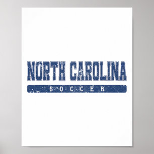 North Carolina Soccer Blue Vintage Text Poster