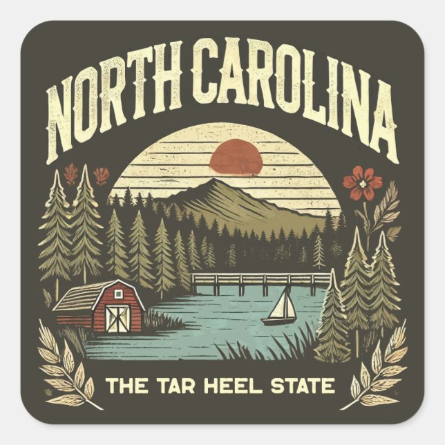 North Carolina Square Sticker (Front)