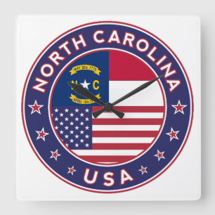 North Carolina Square Wall Clock