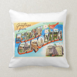 North Carolina State #2 NC Vintage Travel Postcard Cushion