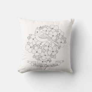 North Carolina State Bird and Flower Colouring Pag Cushion