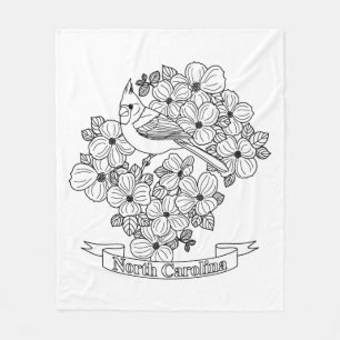 North Carolina State Bird and Flower Colouring Pag Fleece Blanket