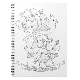 North Carolina State Bird and Flower Colouring Pag Notebook