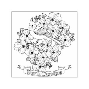 North Carolina State Bird and Flower Colouring Self-inking Stamp