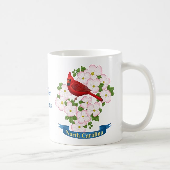 North Carolina State Cardinal Bird Dogwood Flower Coffee Mug (Right)
