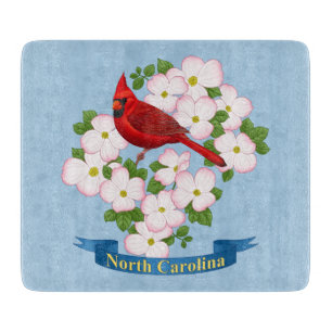 North Carolina State Cardinal Bird Dogwood Flower Cutting Board