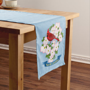 North Carolina State Cardinal Bird Dogwood Flower Medium Table Runner
