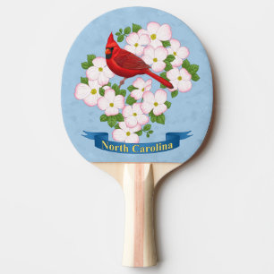 North Carolina State Cardinal Bird Dogwood Flower Ping Pong Paddle