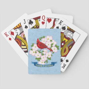 North Carolina State Cardinal Bird Dogwood Flower Playing Cards