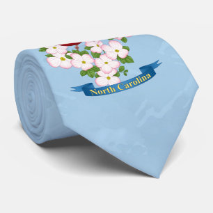 North Carolina State Cardinal Bird Dogwood Flower Tie