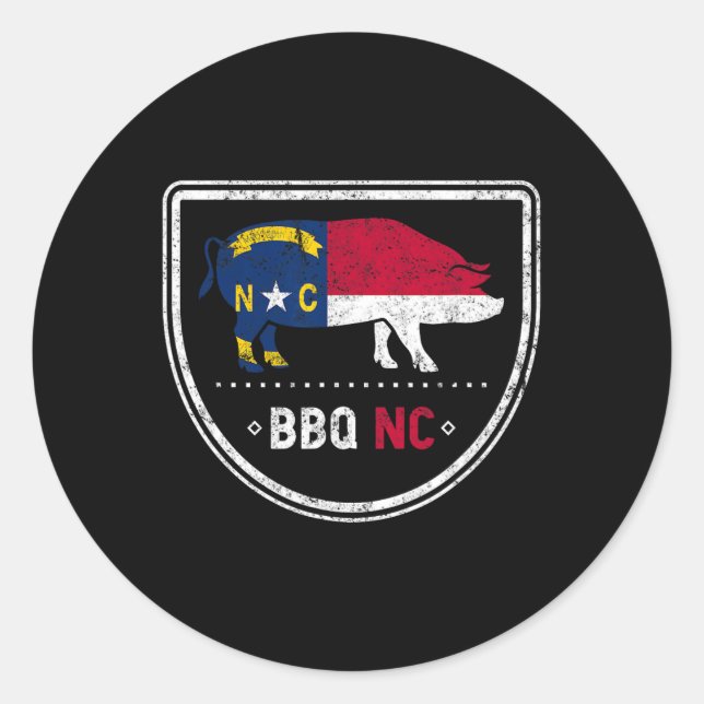 North Carolina State Flag Bbq Nc  Classic Round Sticker (Front)