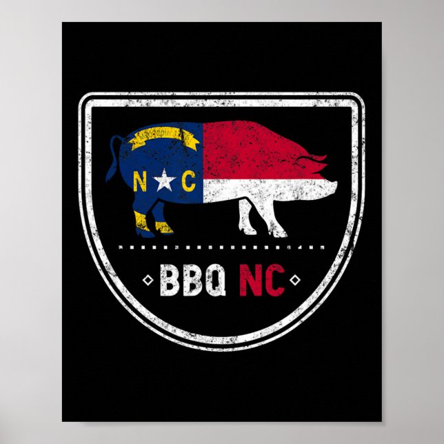 North Carolina State Flag Bbq Nc  Poster (Front)