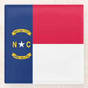 North Carolina State Flag Design Decor Glass Coaster