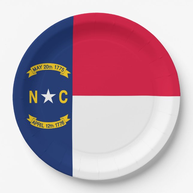 North Carolina State Flag Design Decor Paper Plate (Front)