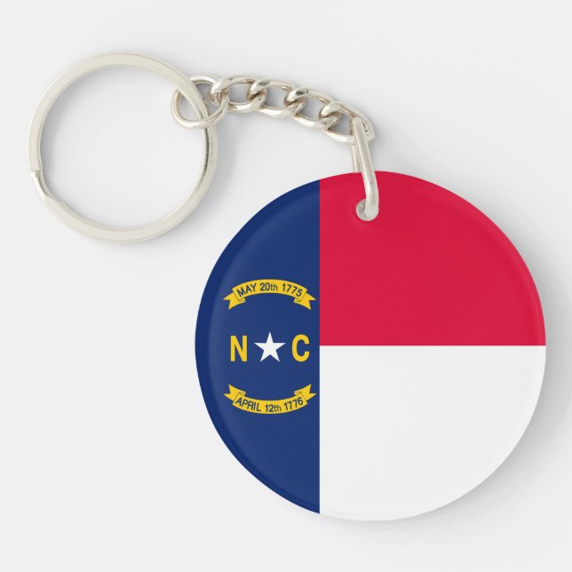 North Carolina State Flag Design Key Ring (Front)