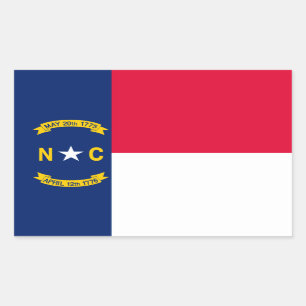 North Carolina State Flag Design Rectangular Sticker