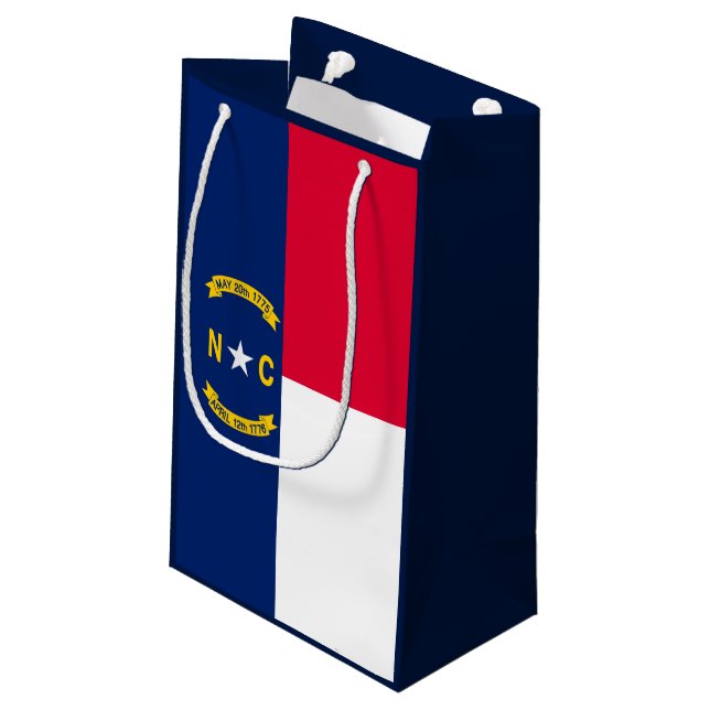 North Carolina State Flag Design Small Gift Bag (Back Angled)